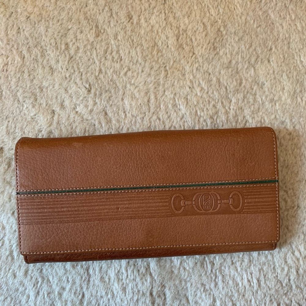 Vintage 80s Designer Large Wallet Italian Cowhide Leather Good Condition